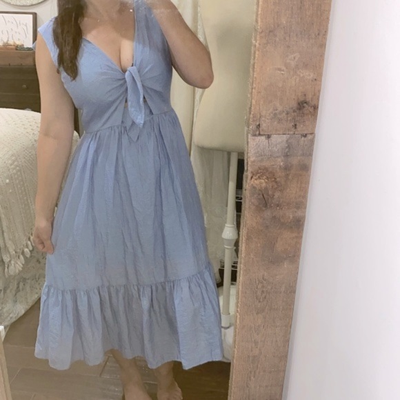 SHOSHANNA maxi dress blue tie front peep waist size 8 - Picture 3 of 9